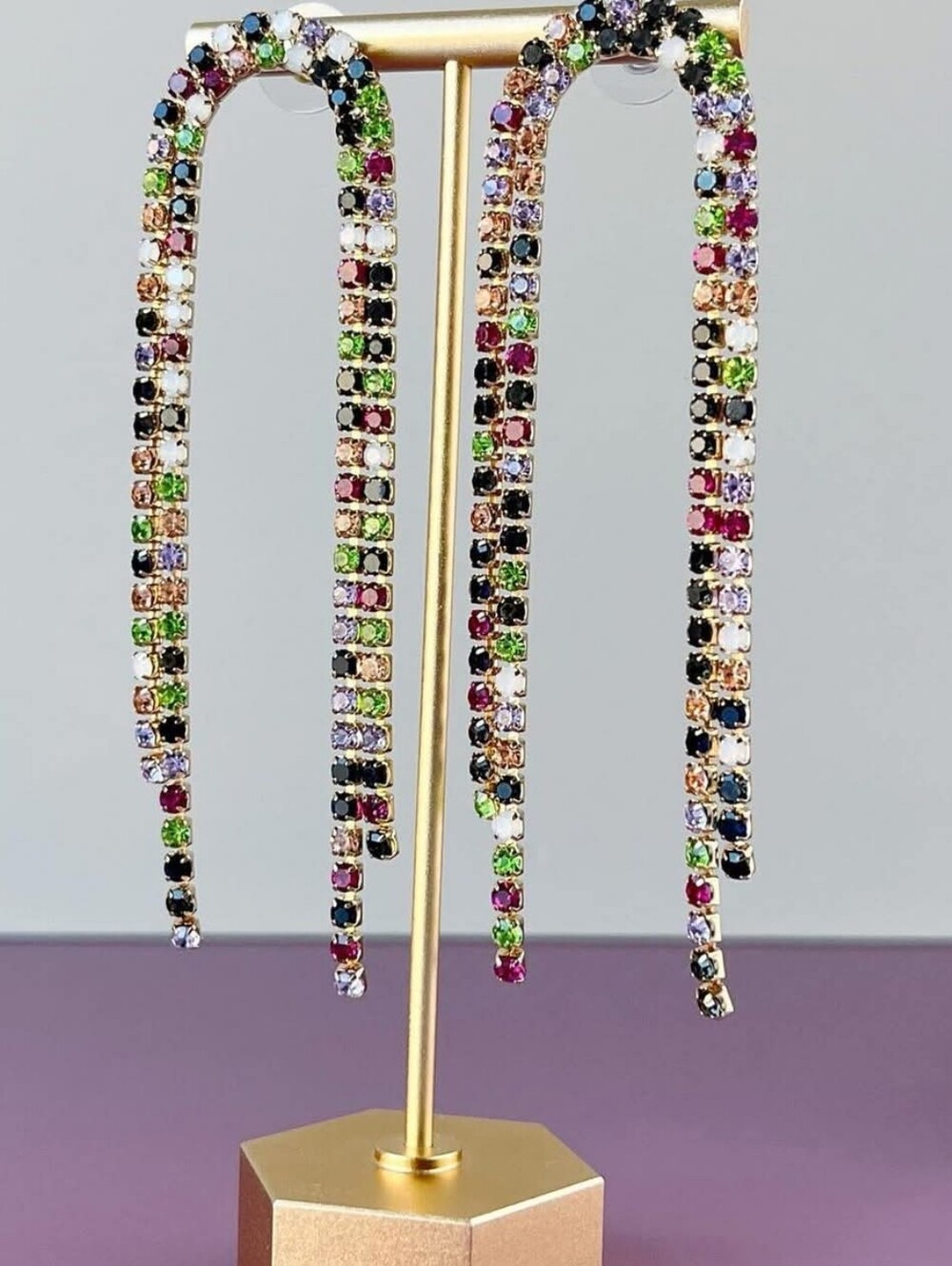 Multicolor Crystals Drop Shoulder Duster Earrings Parklane Brand New
